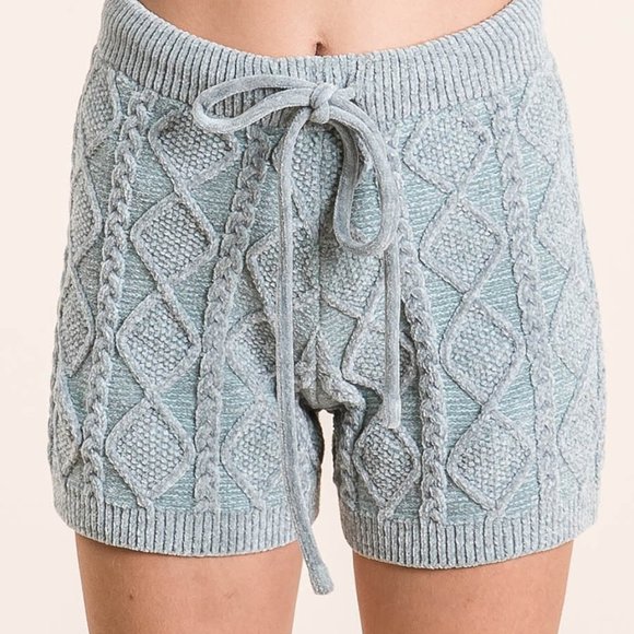 Cable Knit Soft Chenille Lounge Set DUST SAGE - Picture 5 of 12